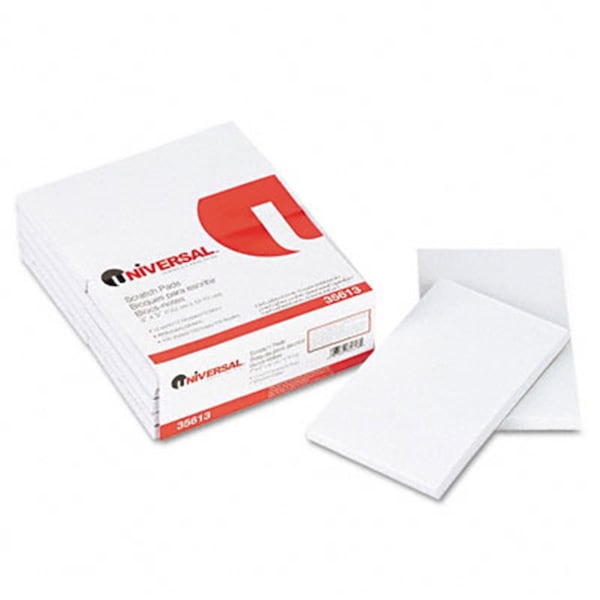 Universal Battery Universal 35613 Scratch Pads Unruled 3 x 5 White 12 100-Sheet Pads per Pack 35613 - main